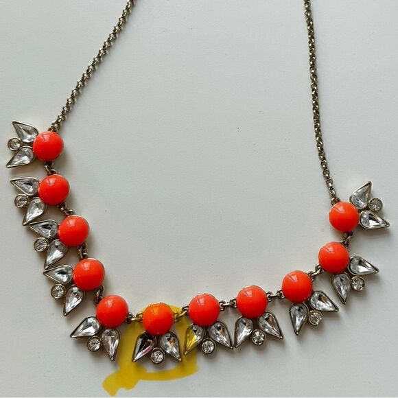 J. Crew Gold-Tone Link Chain Pink Crystal Stone Statement Necklace - Picture 4 of 4